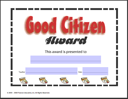 Good Citizen Award Certificate Lessons Worksheets And Activities